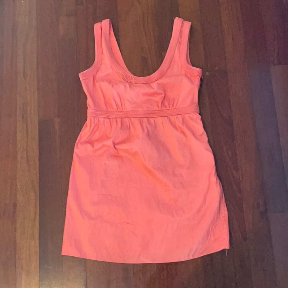 Coral silk dress with pockets
